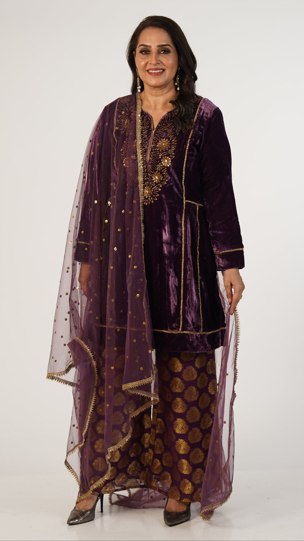 Purple velvet suit