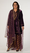 Purple velvet suit