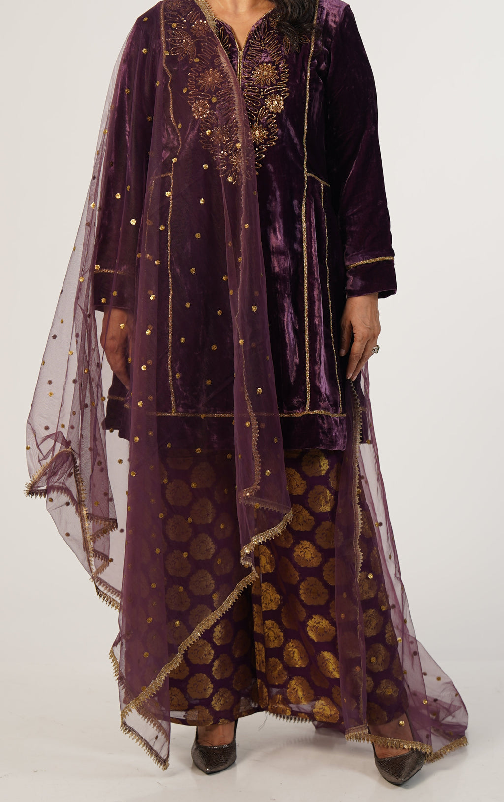 Purple velvet suit