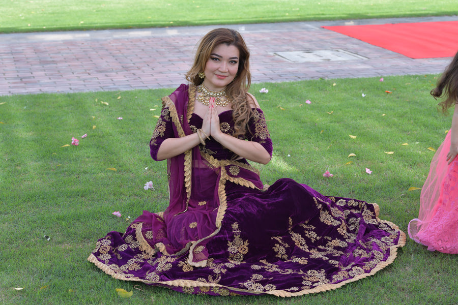 Purple Velvet Lehenga