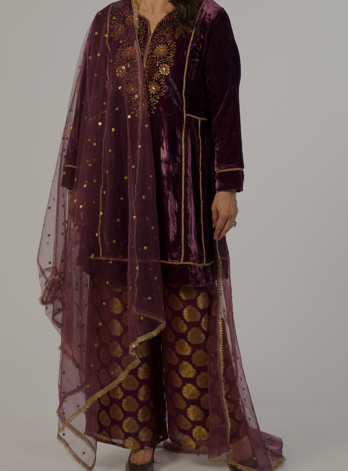 Purple velvet suit
