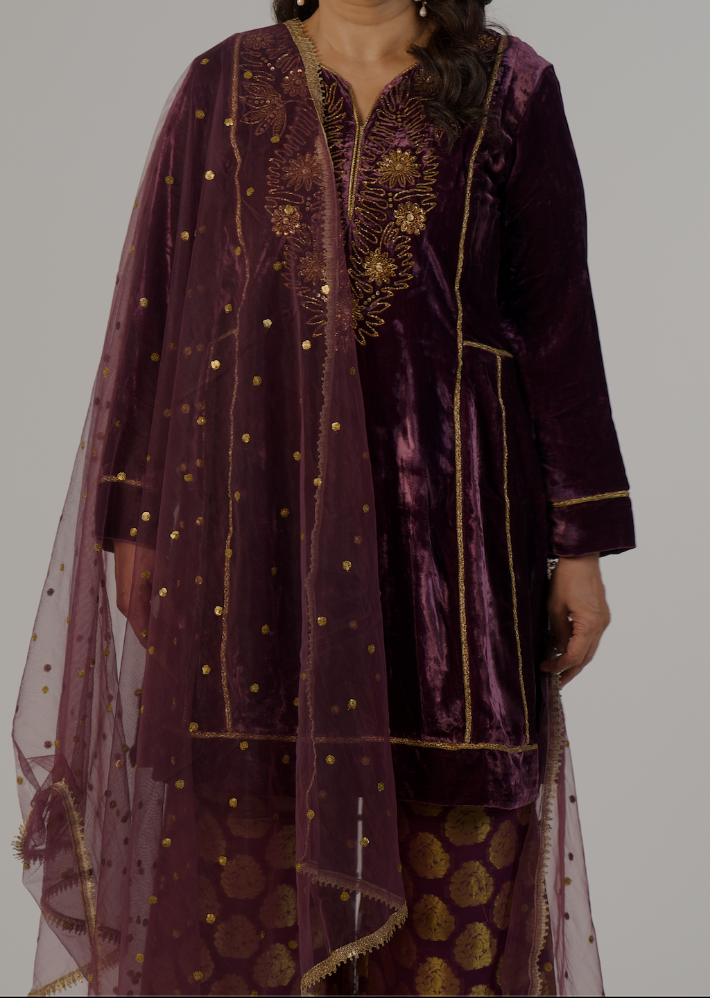 Purple velvet suit