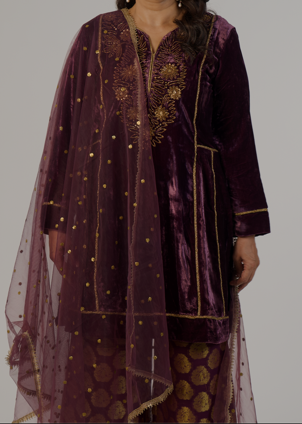 Purple velvet suit