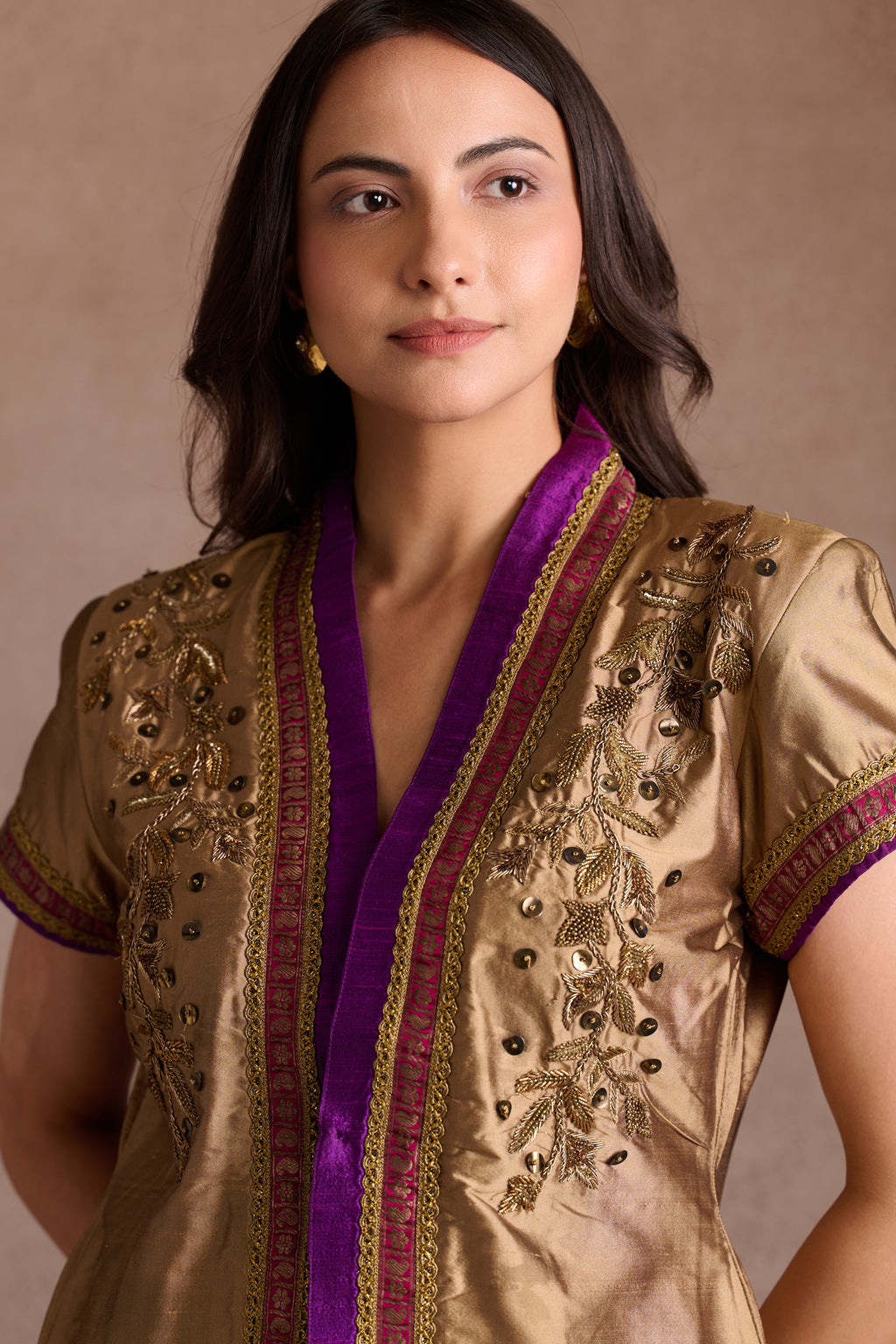 Silk short-sleeved jacket