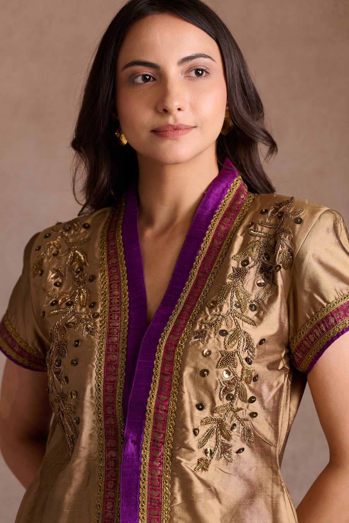 Silk short-sleeved jacket